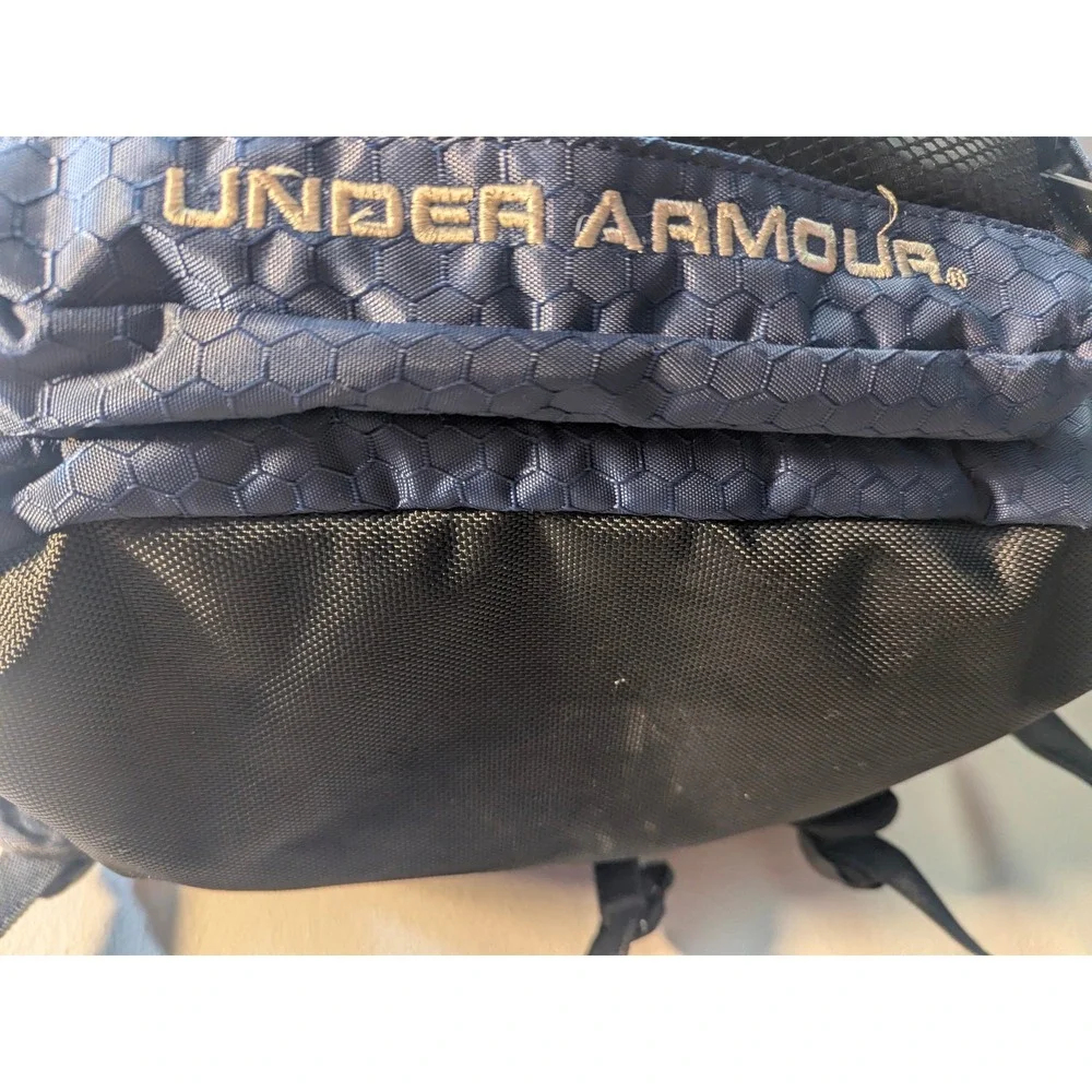 Y2K Under Armour Backpack Navy Blue Black Mesh Pocket School Gym Compact